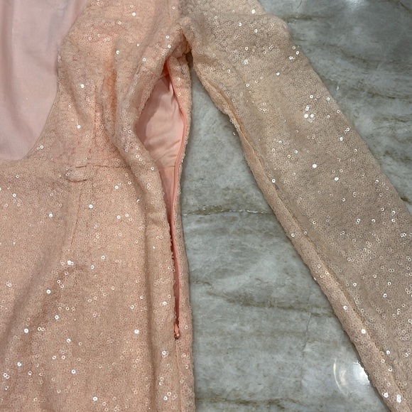 Tobi Deep V Sequin Mini Dress Pale Pink Size Small - Picture 6 of 14